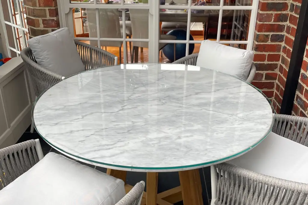 Glass table top designed for both daily use and modern aesthetics in a living space